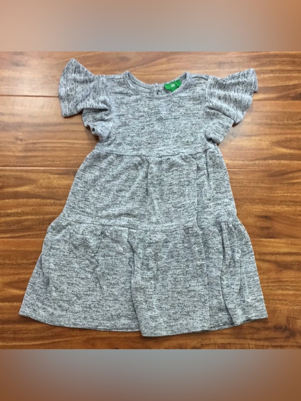 3/$25 Dip Toddler Girls Marble Grey Ruffle Sleeve Tiered Dress Size 3T Casual